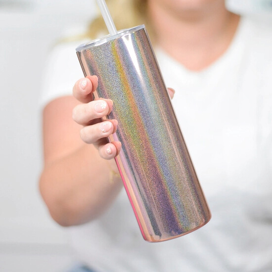 Tall Travel Cup Rose Gold Rainbow