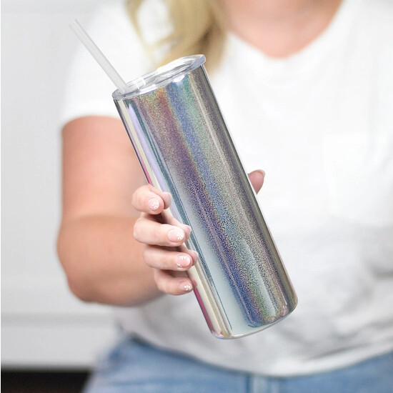 Tall Travel Cup Silver Rainbow