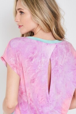 Ruched Back Tie Dye Top