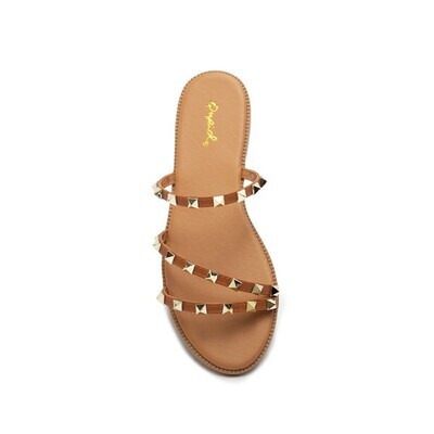 Cleo Camel Studded Sandals