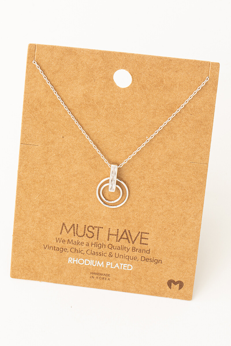 Must Have Necklace Double Circle Charm- Silver