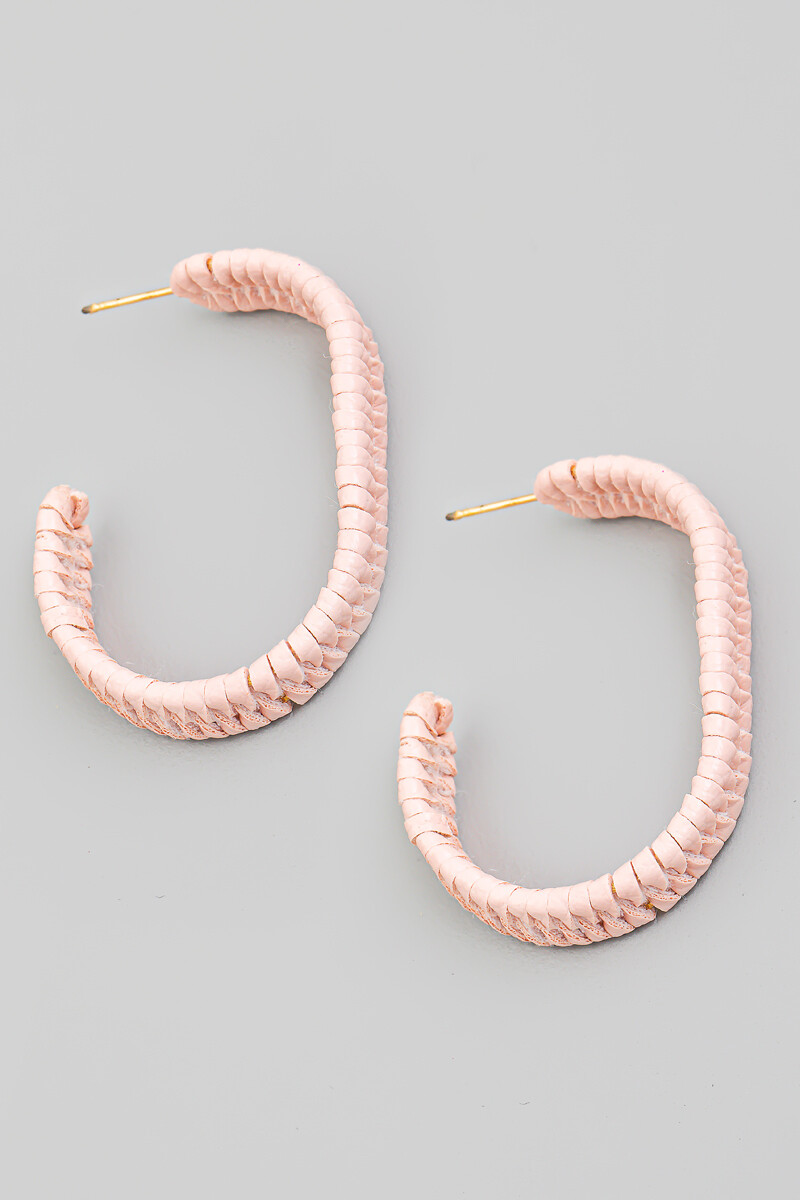 Earrings- Oval Braided Hoop- Pink