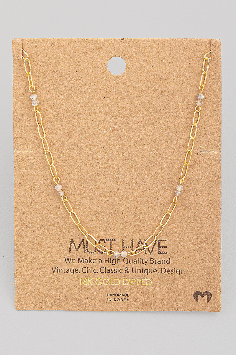 Must Have Necklace Chainlink Beaded Gray