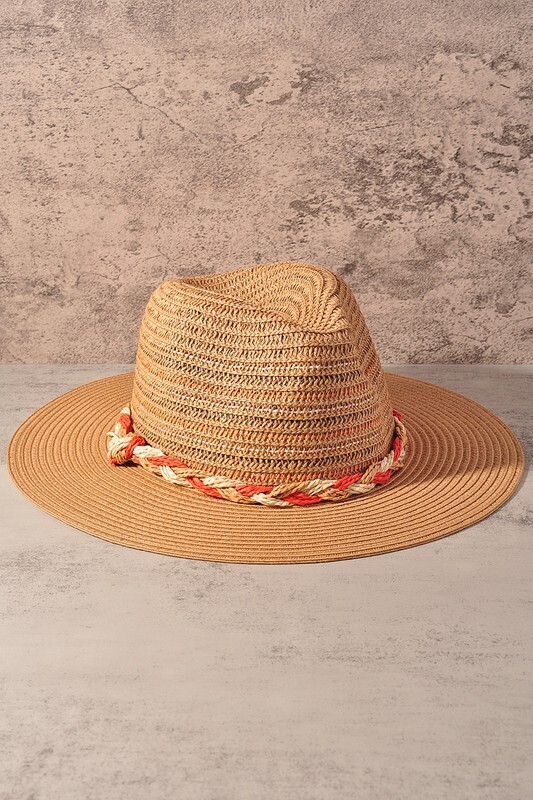 Summer Panama Hat Braided Orange