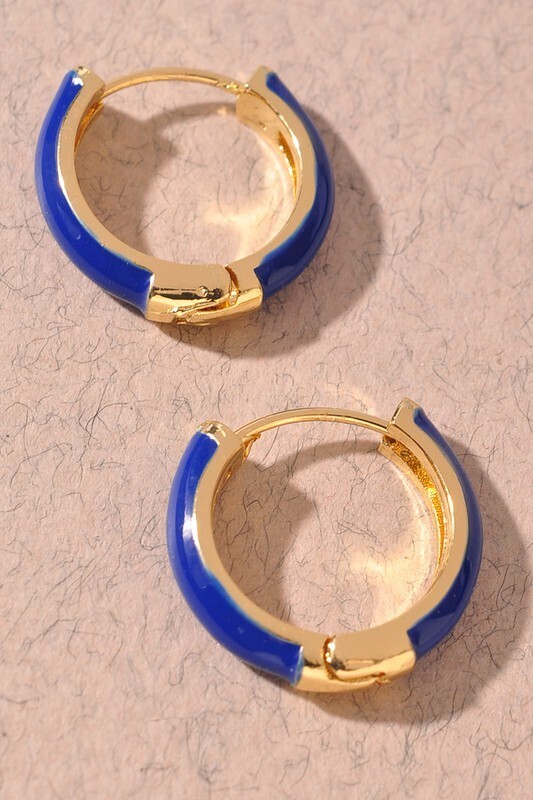 Earrings- Enamel Hoops- Blue