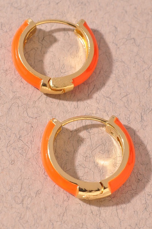 Earrings- Enamel Hoops- Orange