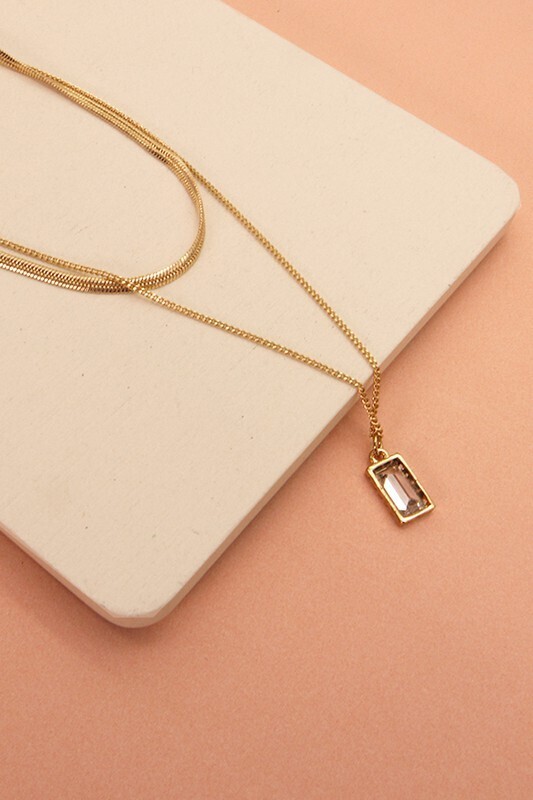 Necklace- Layered Rectangle Drop