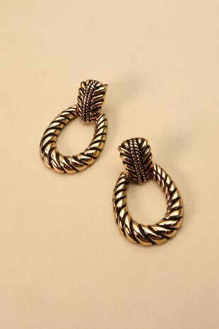 Earrings-- Antique Gold Oval Knockers