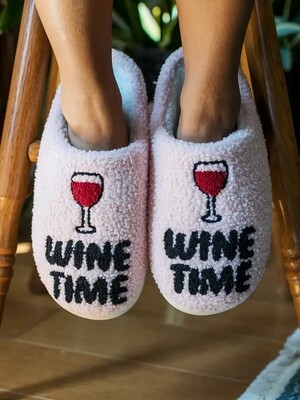 Cozy Slippers Wine Time