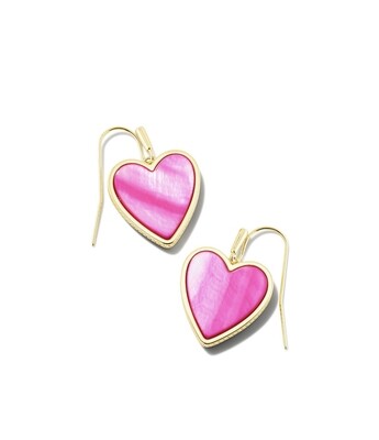 Heart Drop Earrings Hot Pink