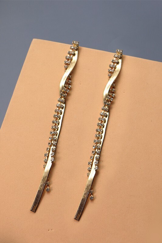 Earrings-- Rhinestone + Snake Linear