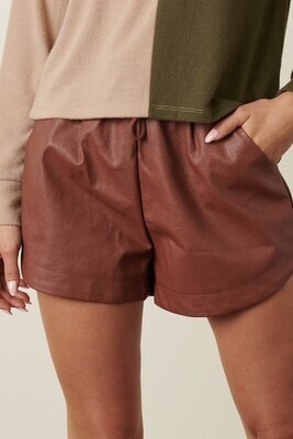 Chestnut Faux Leather Shorts