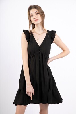 Black Tiered Ruffle Sleeve Dress