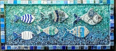 One Fish Two Fish Blue Fish- Tempered Glass Mosaic SOLD