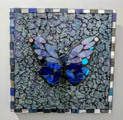 Papillon Glass Mosaic Plaque- SOLD