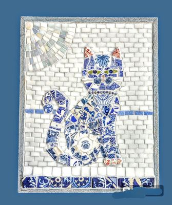 Blue Willow China Cat