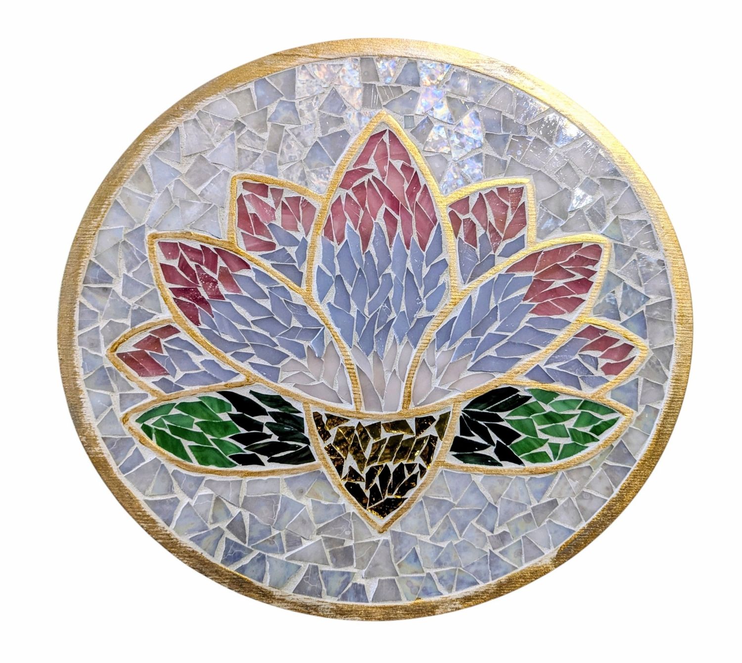 Water Lily in Glass Mosaic/ Gold Trim Water Lily in Glass Mosaic/ Gold Trim