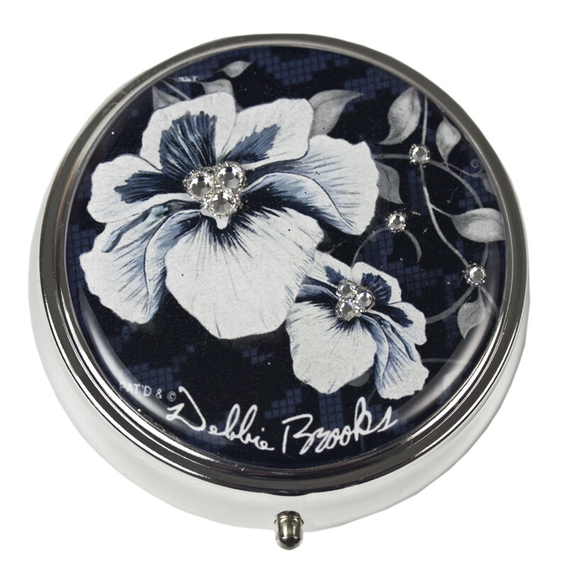 Pill Box - Black and White Flower