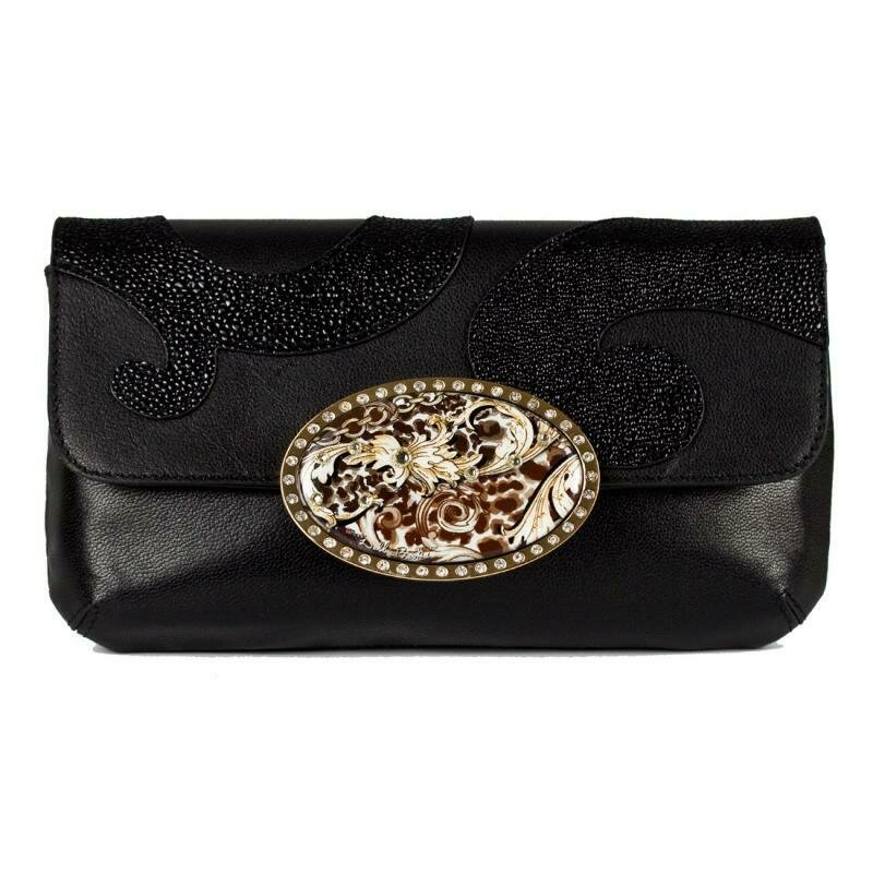 Fashion Clutch - Black - Gold Hardware