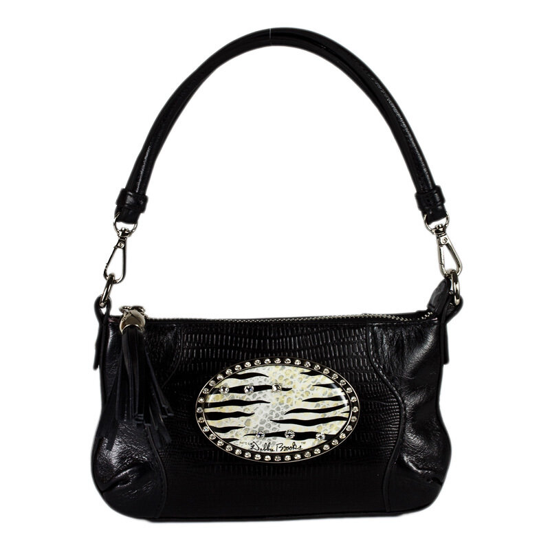 Tiny Shoulder - Black Leather - Silver Hardware - Zebra Magnafab