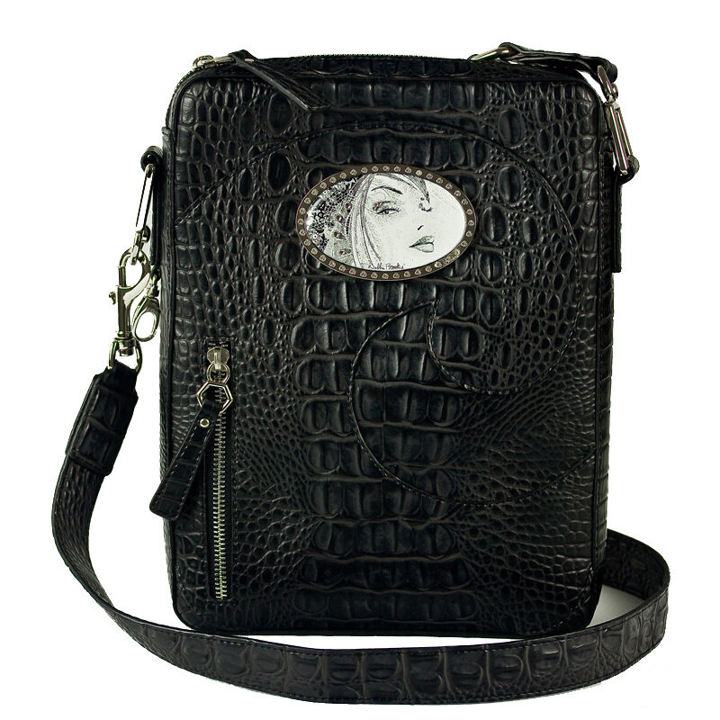 iPad Bag - Croc Emboss - Silver Hardware - Face Magnafab