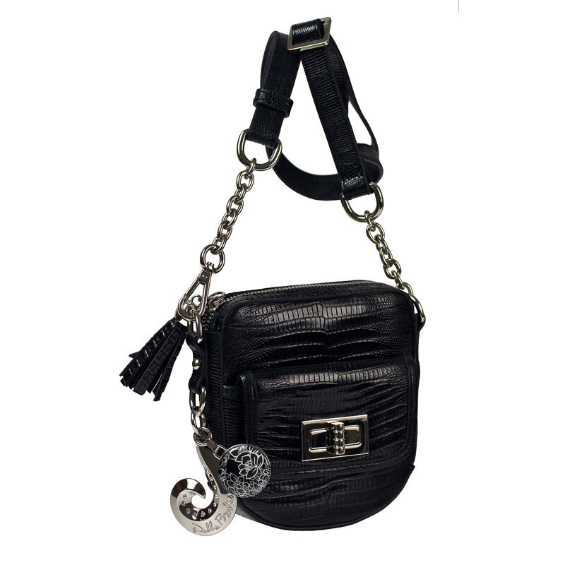Cross Body and Hip bag - Black Leather - Silver Hardware - Gem Mini-Magnafab