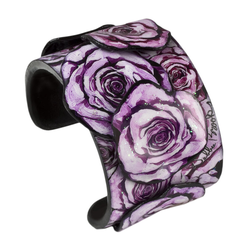 Wide Cuff - Lavendar Flowers