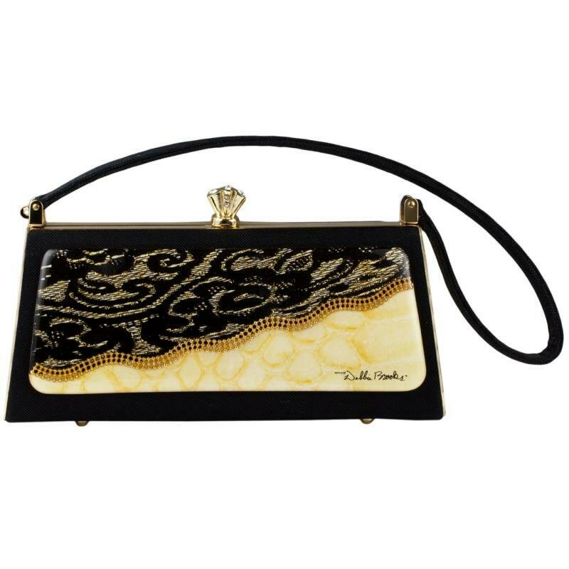 Long Petite - Black Satin - Almond Snake Lace