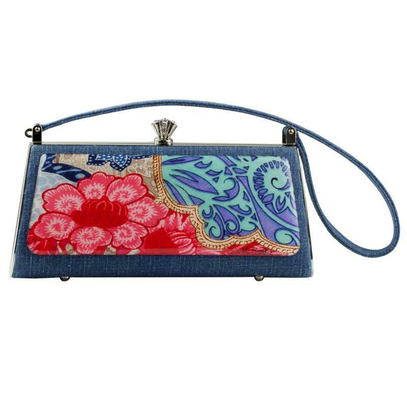 Long Petit - Denim - Red Flower