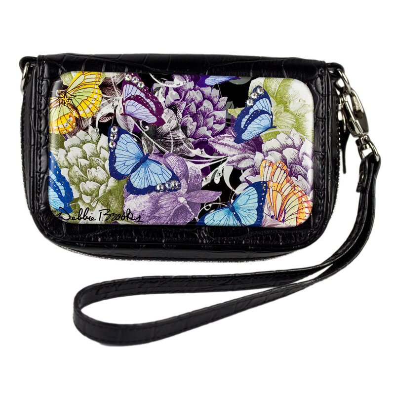 Wrist Bag Cell Phone holder Blue Butterfly artwork