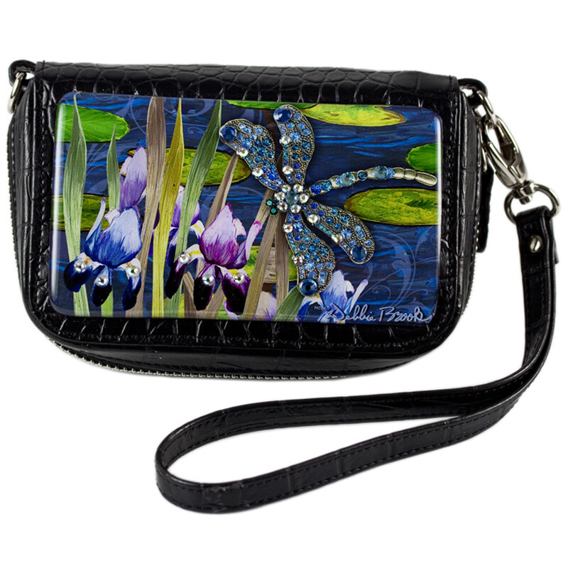 Wrist Bag Cell Phone Holder - Blue Dragonfly