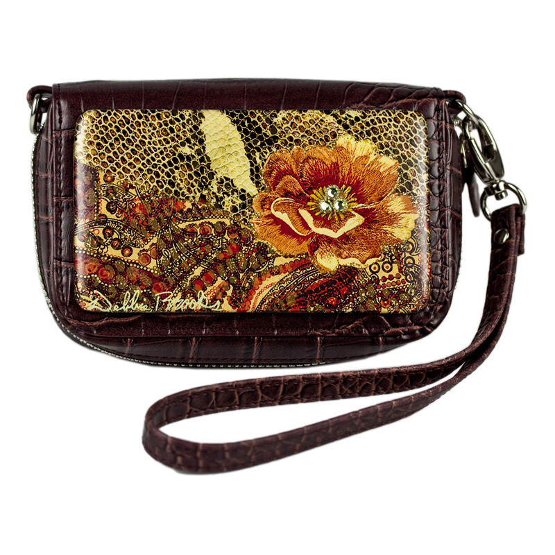 Wrist Bag Cell Phone Holder - Paisley Peach