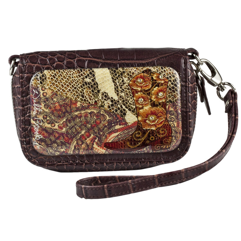 Wrist Bag Cell Phone holder - Paisley Boot