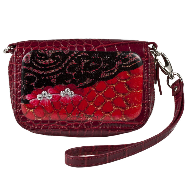 Wrist Bag Cell Phone Holder - Red Snake Lace