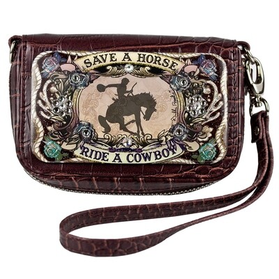 Wrist Bag cell phone holder - Brown - Ride a Cowboy