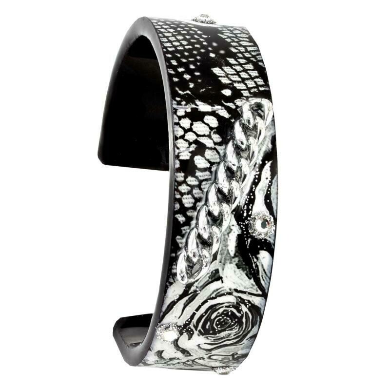 Nano-Cuff Black White Rose Chain