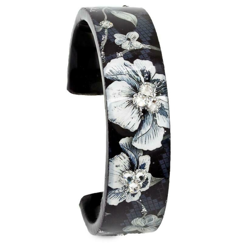 Nano-Cuff Black &amp; White Flower