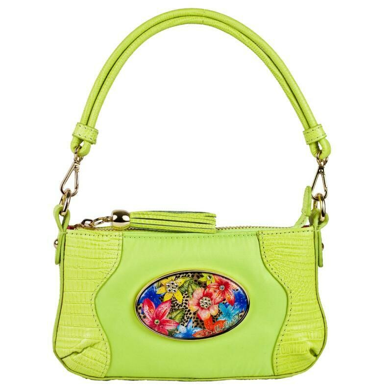 Tiny Shoulder - Lime Green - Leopard Blue Glow