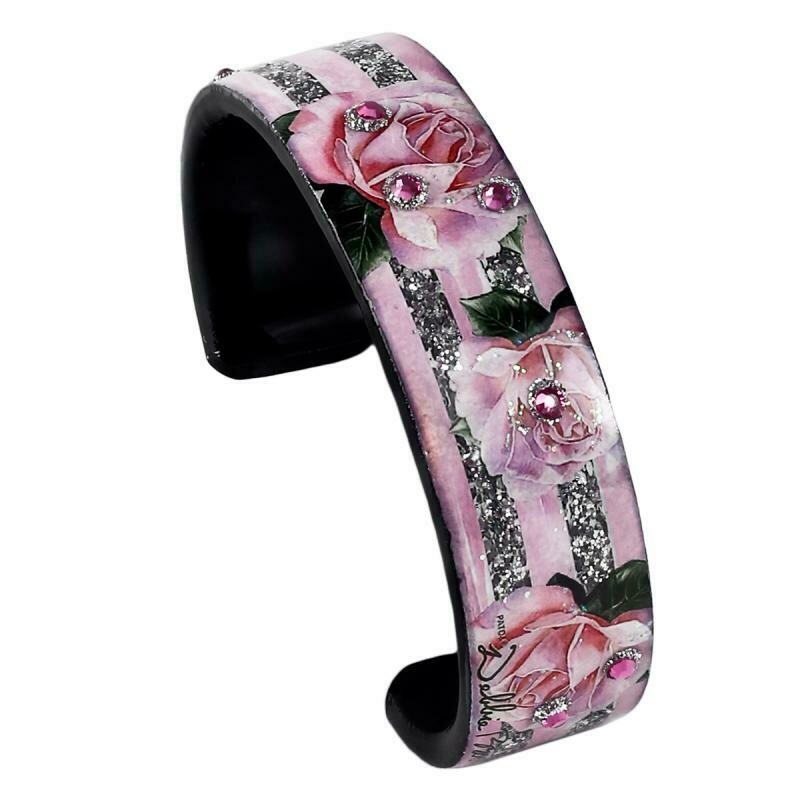 Nano Cuff - Rose Stripe Pink with Silver