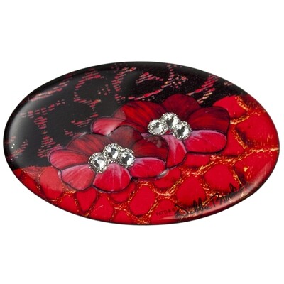 Magnafab Red Flower Lace