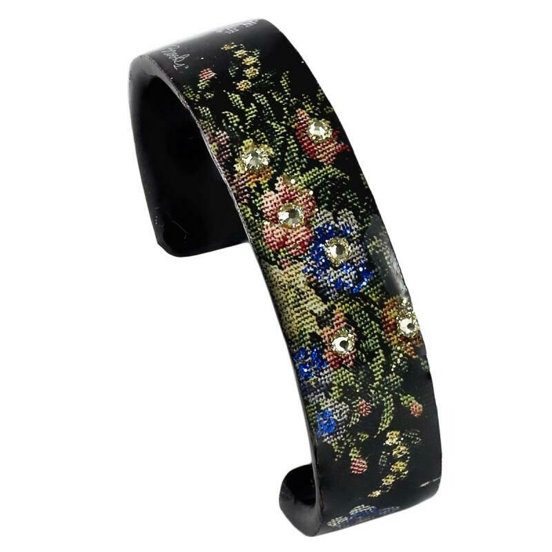 Nano Cuff - Embroidered Flowers Black