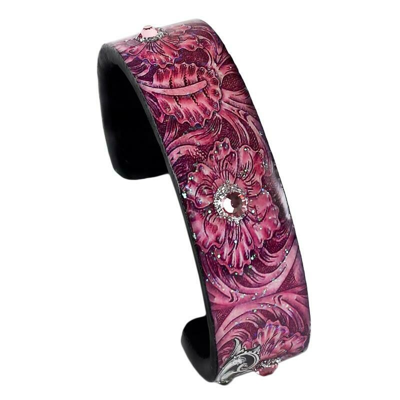 Nano Cuff - Pink Tooled Leather