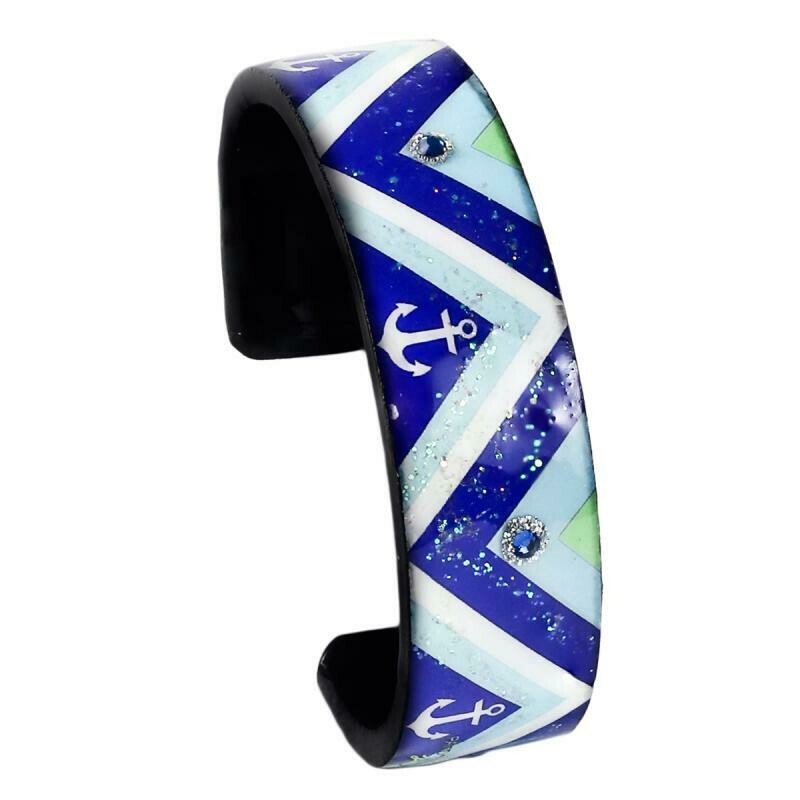 Nano Cuff - Blue Glittery Anchor