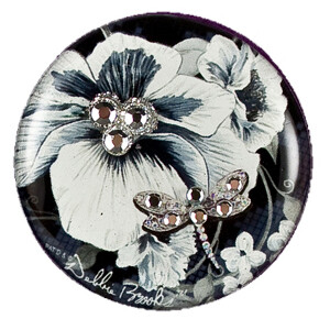 Mini-Magnafabs - Black and White Flower