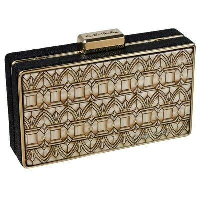 Box Clutch - Gold Hardware - Gold Arches