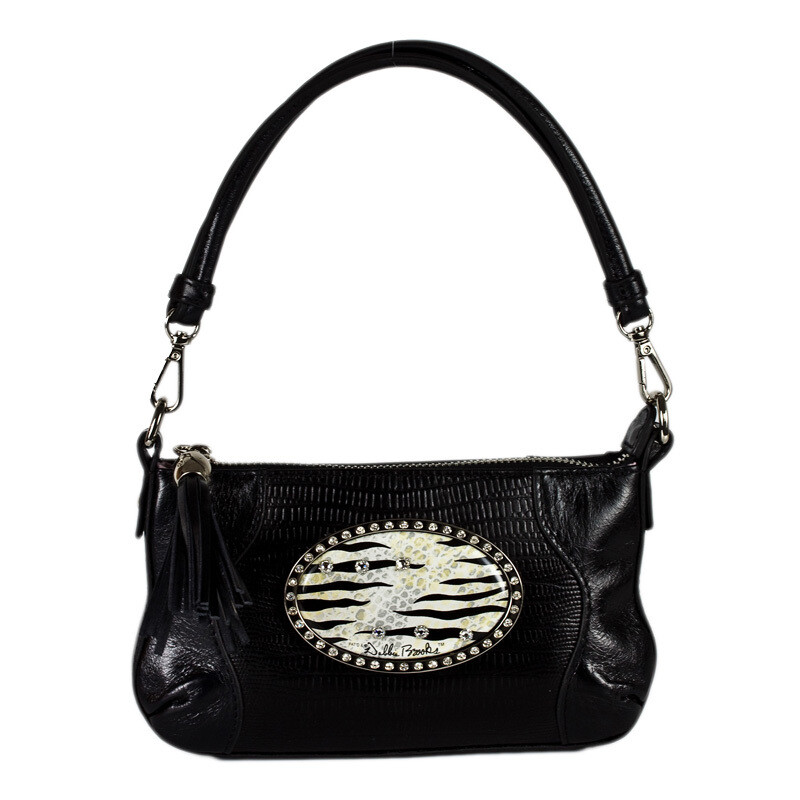 Tiny Shoulder - Black Leather - Silver Hardware - Zebra Magnafab