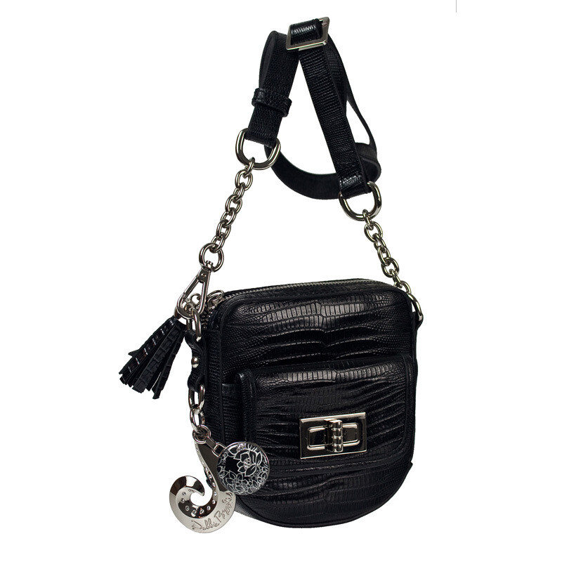 Cross Body and Hip bag - Black Leather - Silver Hardware - Gem Mini-Magnafab