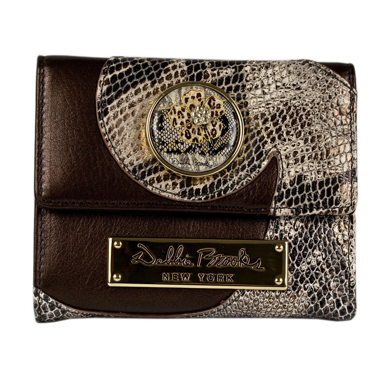 Wallet - Olive Leather - Gold Hardware - Crystal Safari Mini-Magnafab