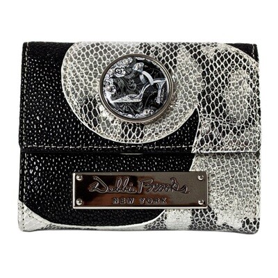 Wallet - Metallic silver Leather - Diamond Shoe Mini-Magnafab