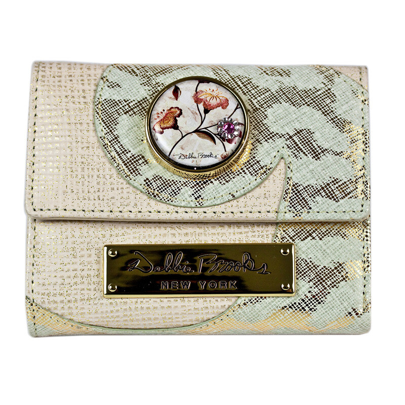 Wallet -Metallic Gold-Leather - Gold Hardware - Rose Gold Scrolls Mini-Magnafab